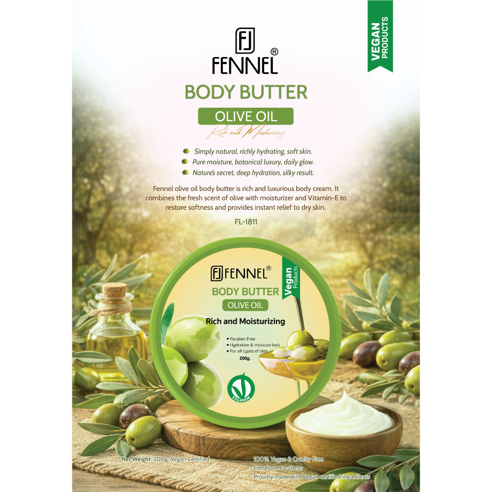 Fennel Olive Oil Body Butter 200g Vegan Moisturising Skin Cream Bundle Of 6