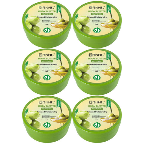 Fennel Olive Oil Body Butter 200g Vegan Moisturising Skin Cream Bundle Of 6