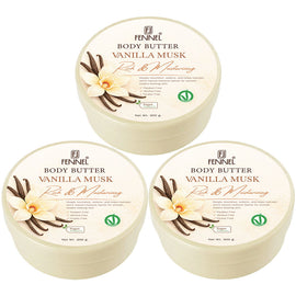 Fennel Vanilla Musk Body Butter 200g Vegan Moisturising Skin Cream Bundle Of 3