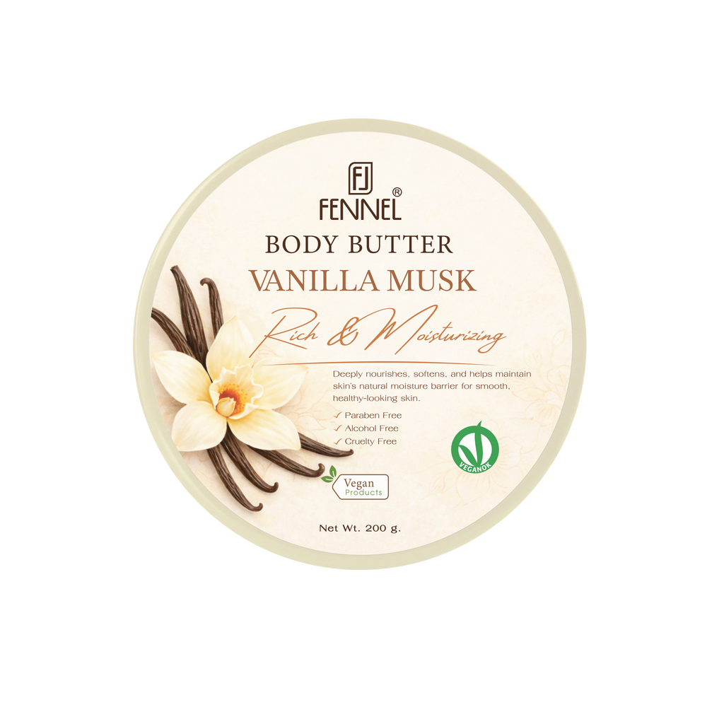 Fennel Vanilla Musk Body Butter 200g Vegan Moisturising Skin Cream Bundle Of 6