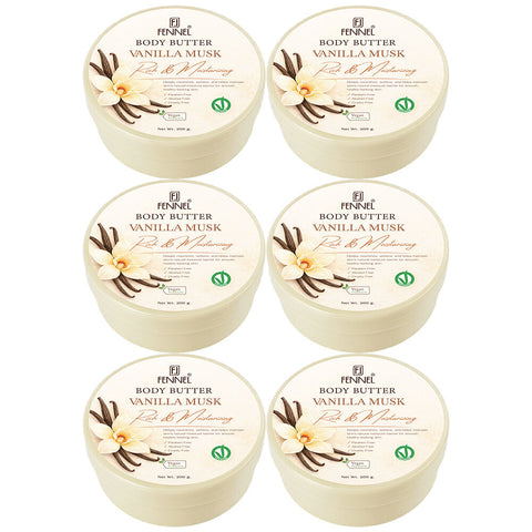 Fennel Vanilla Musk Body Butter 200g Vegan Moisturising Skin Cream Bundle Of 6