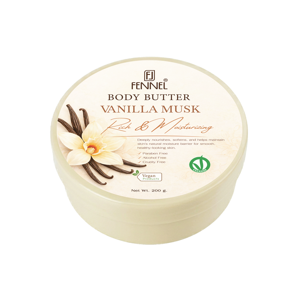 Fennel Vanilla Musk Body Butter 200g Vegan Moisturising Skin Cream