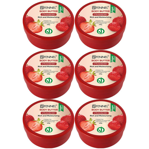 Fennel Strawberry Body Butter 200g Vegan Moisturising Skin Cream Bundle Of 6