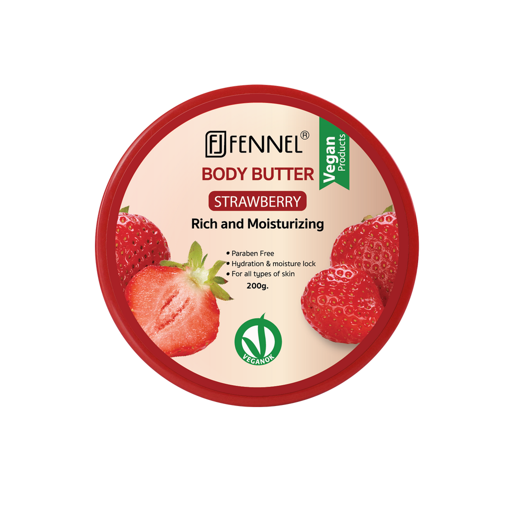 Fennel Strawberry Body Butter 200g Vegan Moisturising Skin Cream