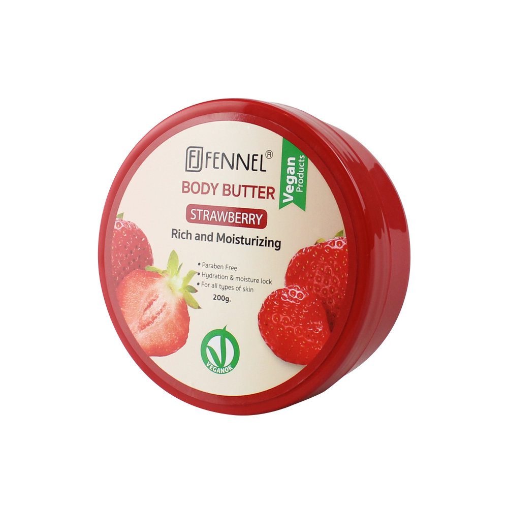Fennel Strawberry Body Butter 200g Vegan Moisturising Skin Cream