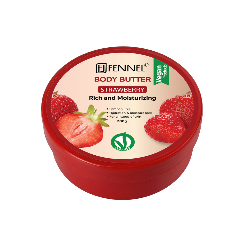 Fennel Strawberry Body Butter 200g Vegan Moisturising Skin Cream