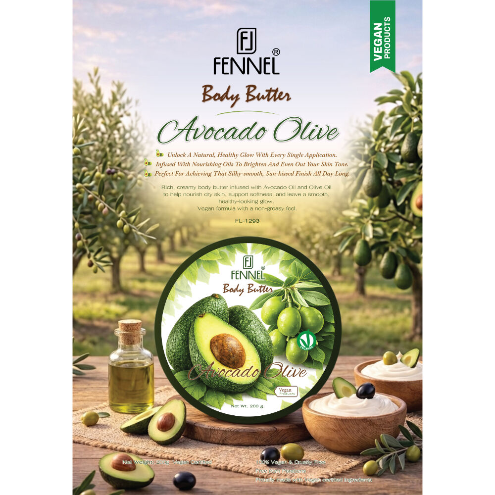Fennel Avocado Olive Body Butter 200g Vegan Moisturising Skin Cream Bundle Of 6