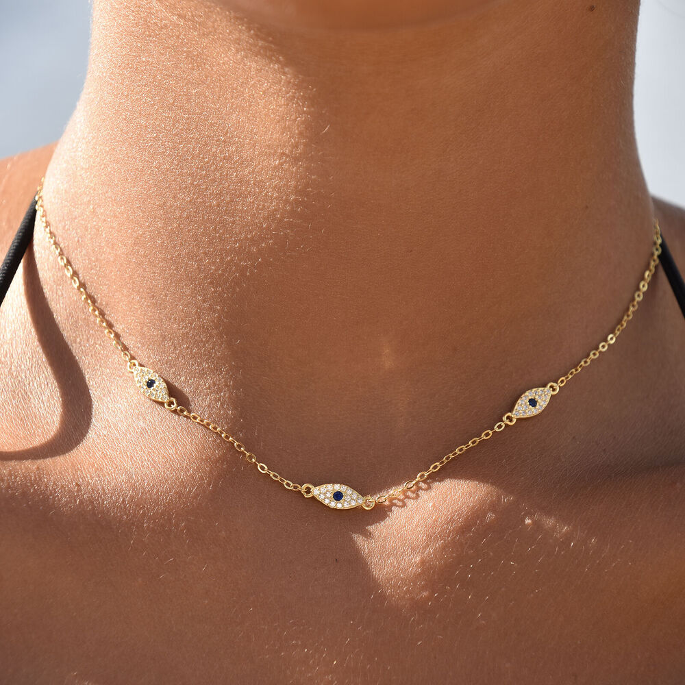 Culturesse Birdie Evil Eye Necklace & Bracelet Gift Set (Gold)