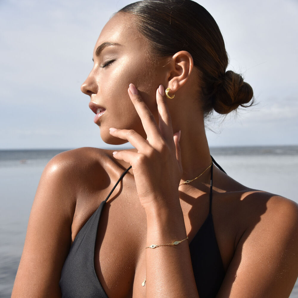 Culturesse Birdie Evil Eye Necklace & Bracelet Gift Set (Gold)