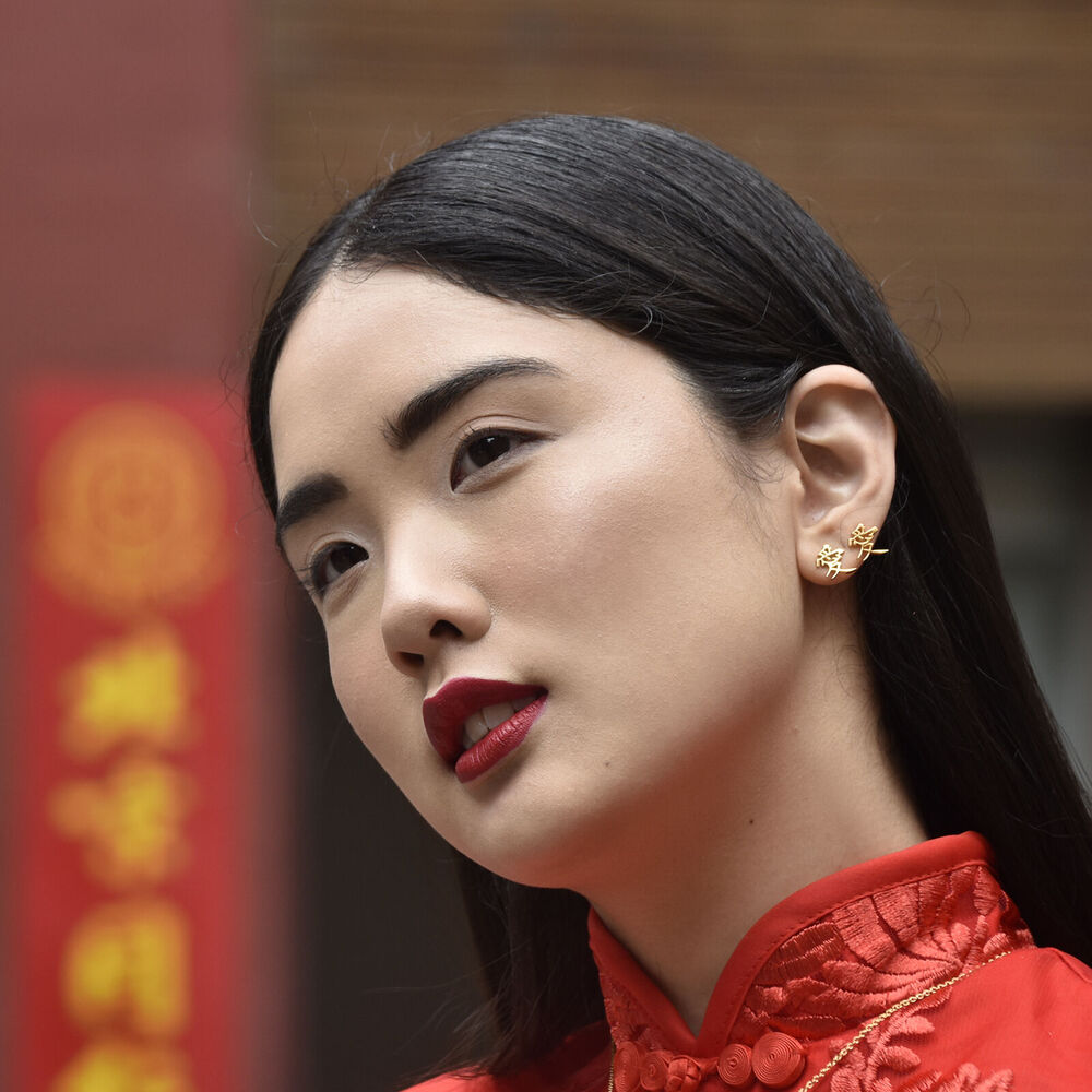 Culturesse Chinese 24K Love Earrings & Necklace Gift Set (Gold)