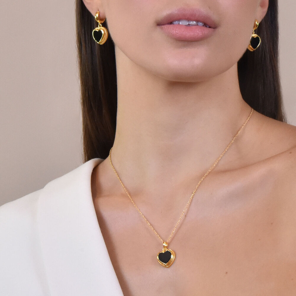 Culturesse Esmeray Earrings & Fabienne Necklace Black Onyx Gift Set