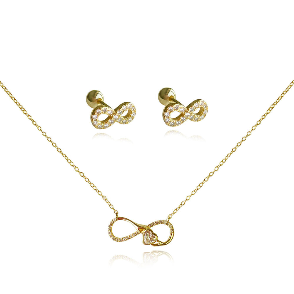 Culturesse Infinite Love Earrings & Necklace Gift Set (Gold)