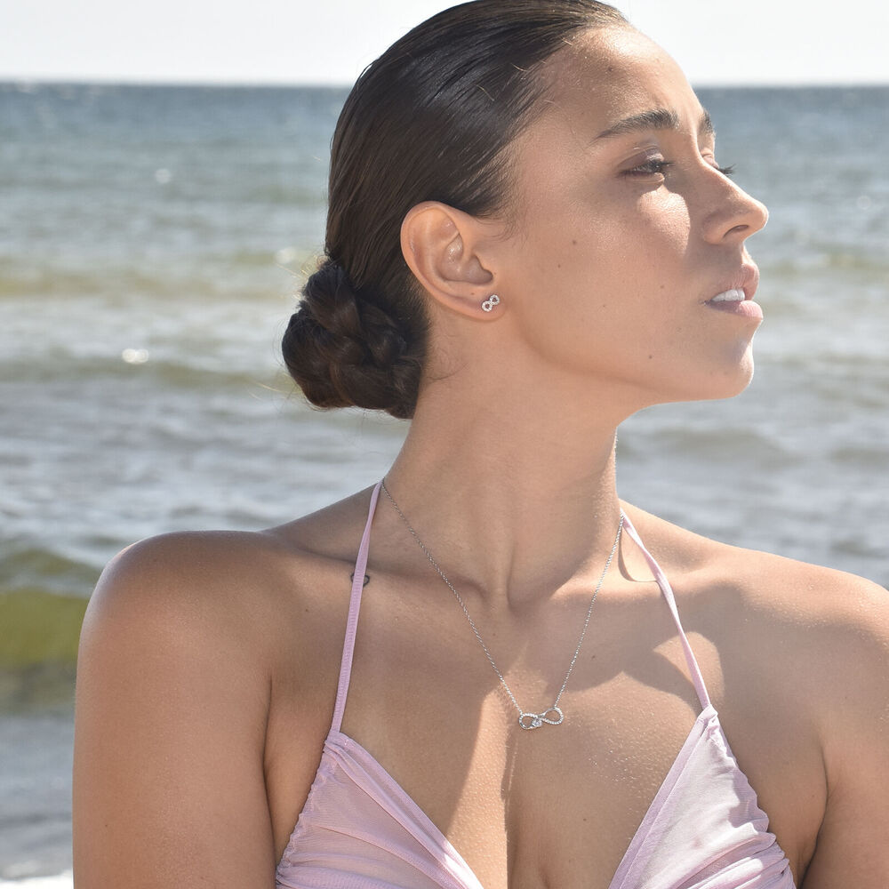 Culturesse Infinite Love Earrings & Necklace Gift Set (Silver)