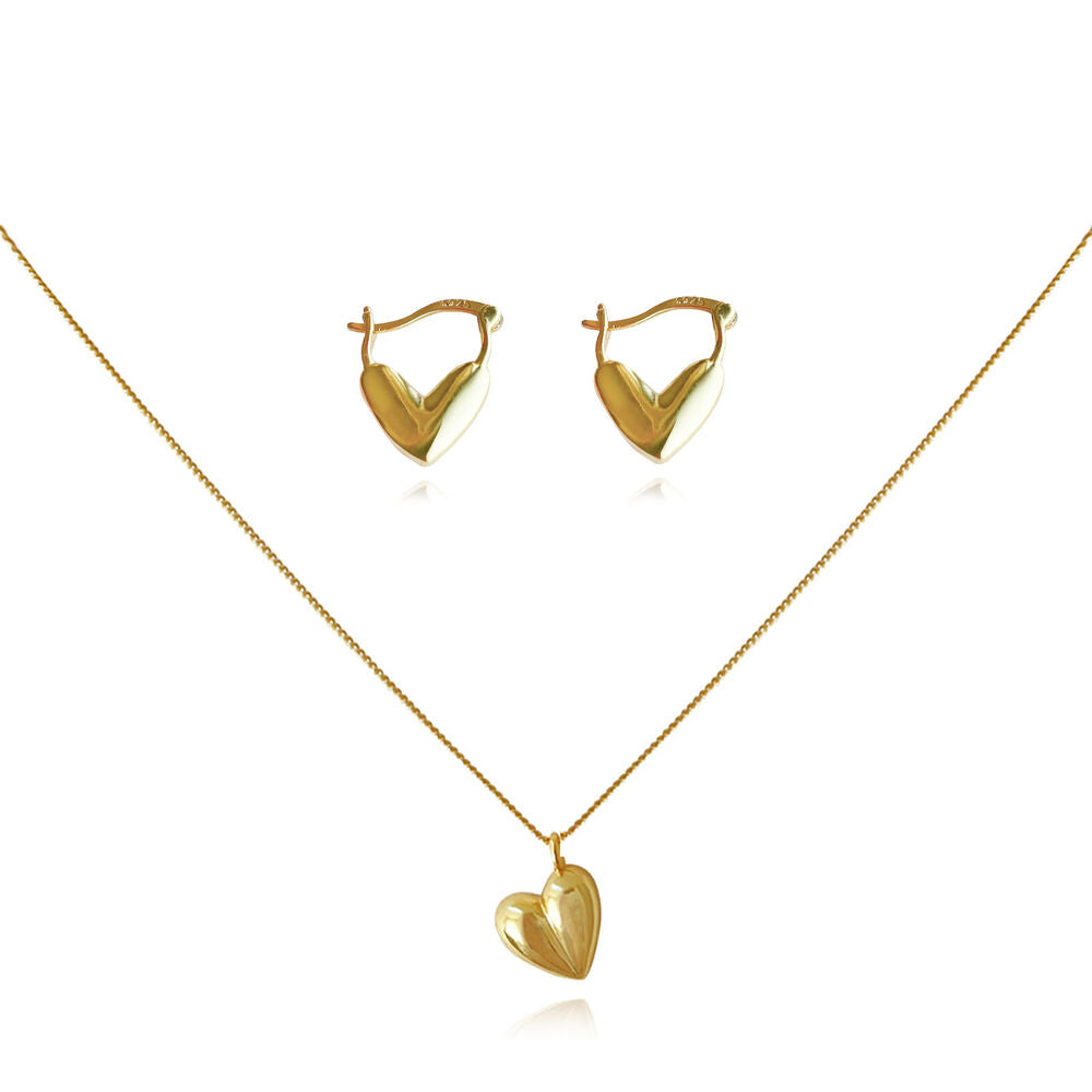 Culturesse Femi Earrings & Kindred Heart Necklace Gift Set (Gold)