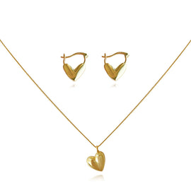 Culturesse Femi Earrings & Kindred Heart Necklace Gift Set (Gold)