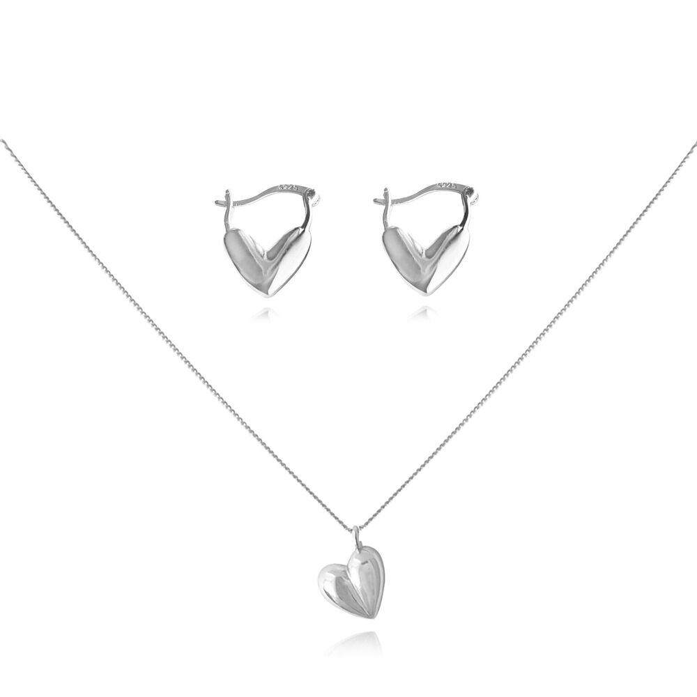 Culturesse Femi Earrings & Kindred Heart Necklace Gift Set (Silver)
