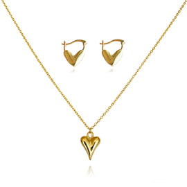 Culturesse Femi Earrings & Lavinia Heart Necklace Gift Set (Gold)