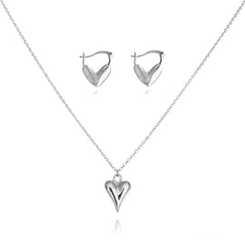 Culturesse Femi Earrings & Lavinia Heart Necklace Gift Set (Silver)