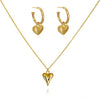 Culturesse Lavin Earrings & Lavinia Heart Necklace Gift Set (Gold)