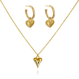Culturesse Lavin Earrings & Lavinia Heart Necklace Gift Set (Gold)