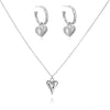 Culturesse Lavin Earrings & Lavinia Heart Necklace Gift Set (Silver)