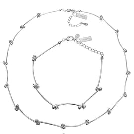 Culturesse Trust The Flow Necklace & Bracelet Gift Set (Silver)