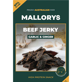 Mallorys Jerky Garlic Ginger Beef 300g Bulk Soft & Savoury (for Human Consumption)