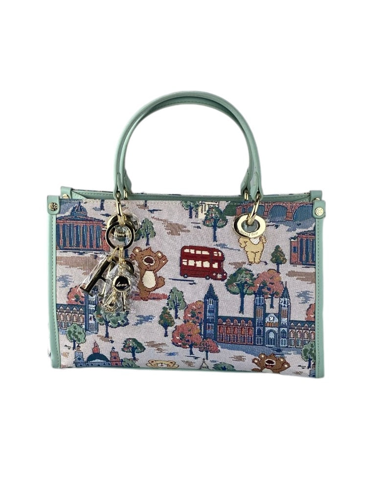 Henney Bear London Bridge Top Handle Bag with Charms