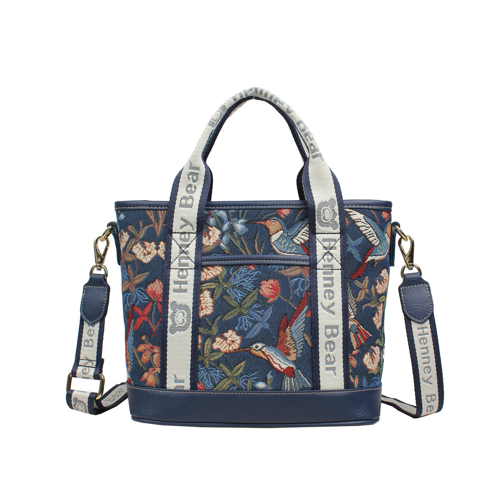 Henney Bear Blue Hummingbird Large Crossbody Handbag