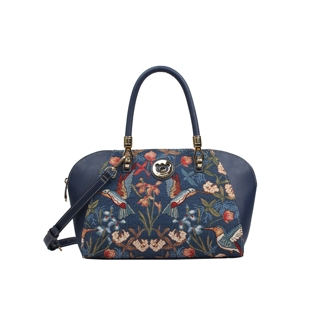 Henney Bear Blue Hummingbird Top Handle Shoulder Bag