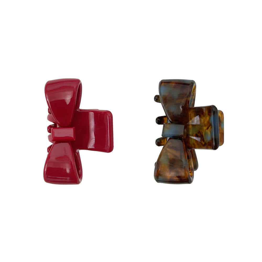 Culturesse Ari Bow Hair Claw Set (Red & Turquoise)