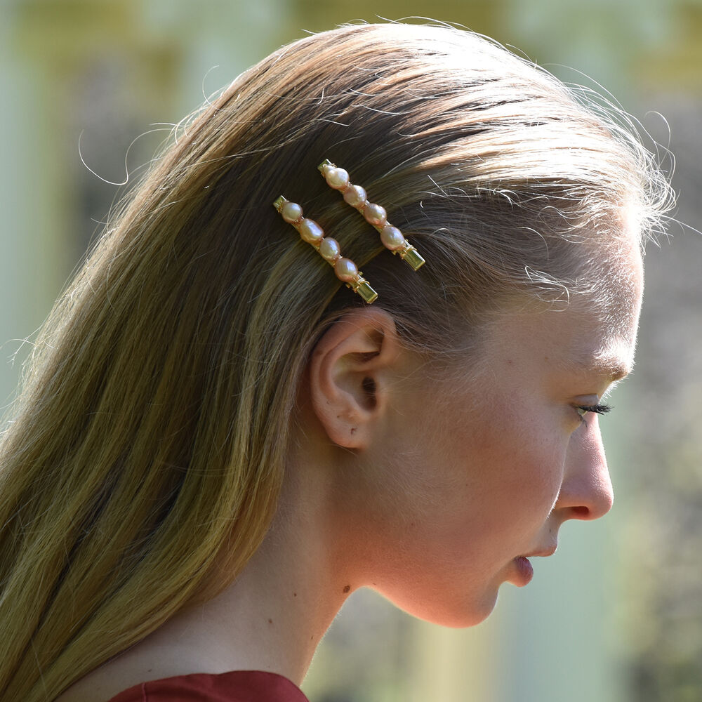 Culturesse Livia Pink Freshwater Pearl Hair Clip Set