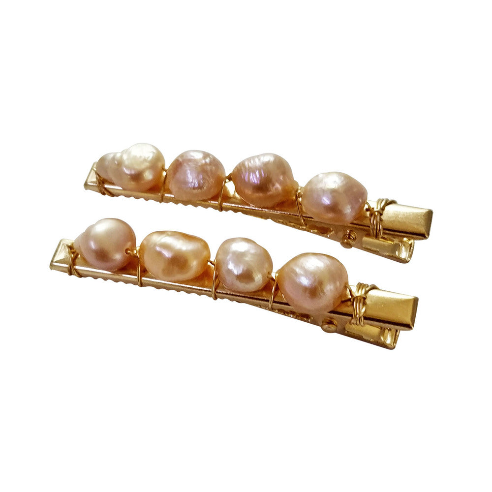 Culturesse Livia Pink Freshwater Pearl Hair Clip Set