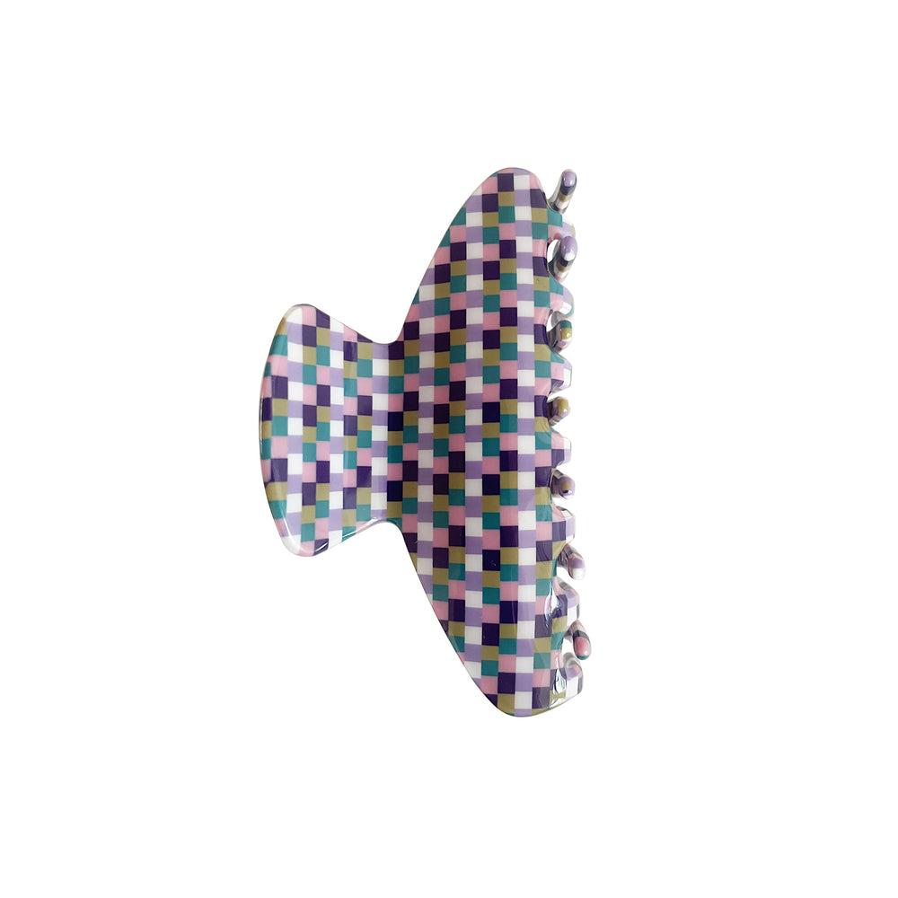 Culturesse Emery Retro Checkered Hair Claw - Crescent