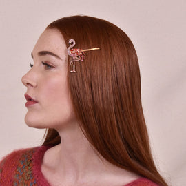 Culturesse Pink Flemingo Rhinestone Statement Hair Clip