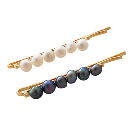 Culturesse Alienor Dual Toned Freshwater Pearl Hair Clip Set