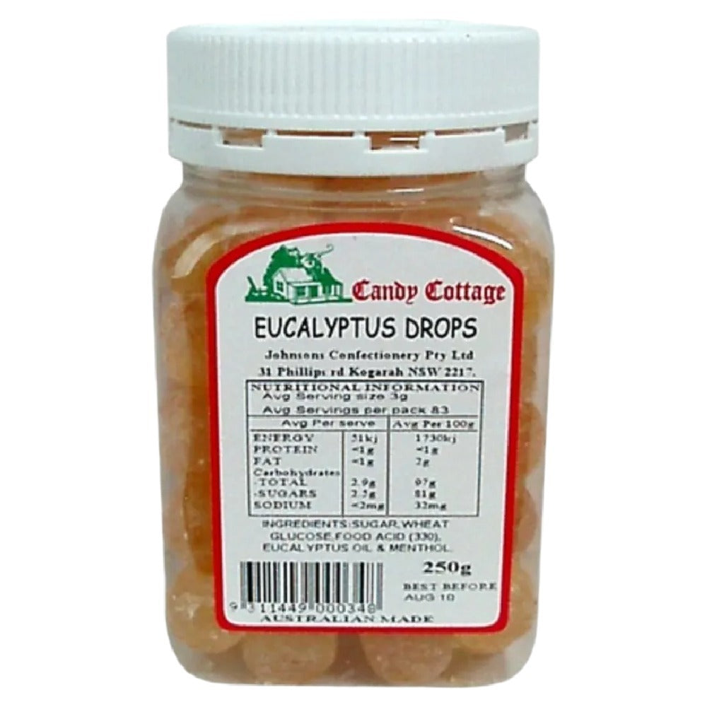Candy Cottage 10 x Eucalyptus Drops 250gm Old Fashioned Lollies Sweets Bulk Pack