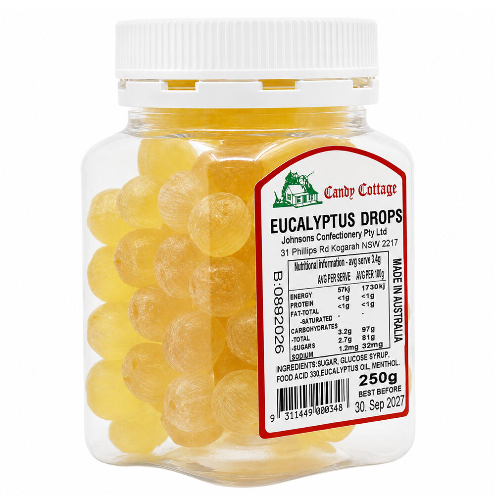 Candy Cottage 10 x Eucalyptus Drops 250gm Old Fashioned Lollies Sweets Bulk Pack