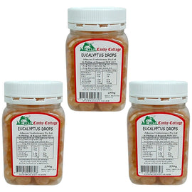 Candy Cottage Eucalyptus Drops 3 x 250g Old Style Lollies Set Australia