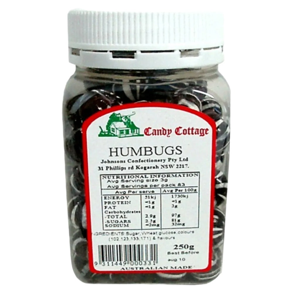 Candy Cottage 10 x Humbugs 250gm Old Fashioned Lollies Sweets Bulk Pack