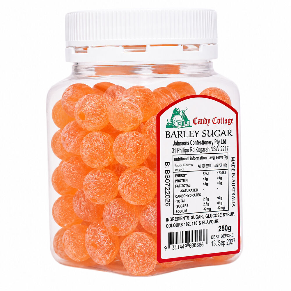Candy Cottage 10 x Barley Sugar 250gm Old Fashioned Lollies Sweets Bulk Pack