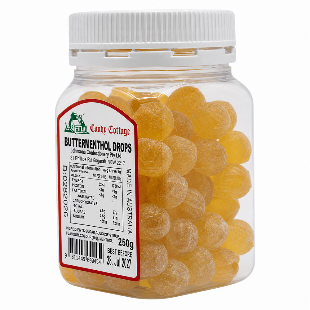 Candy Cottage 10 x Butter Menthol 250gm Old Fashioned Lollies Sweets Bulk Pack