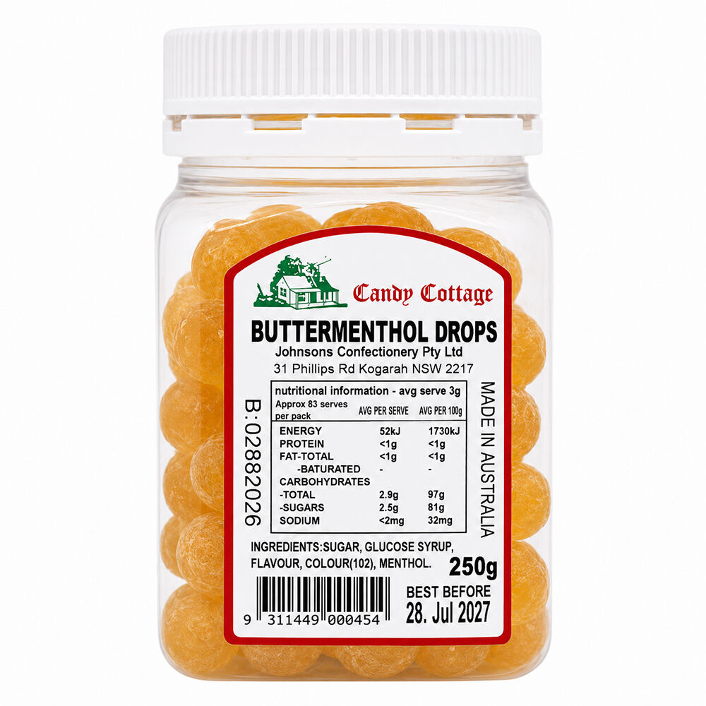 Candy Cottage Butter Menthol 6 x 250g Old Style Lollies Set Australian