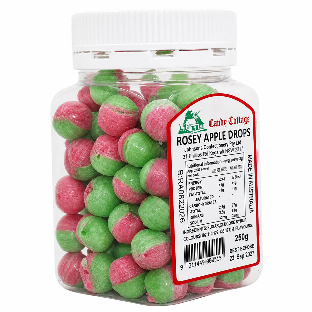 Candy Cottage Rosey Apple Old Fashioned Lollies 250g Pack of 2