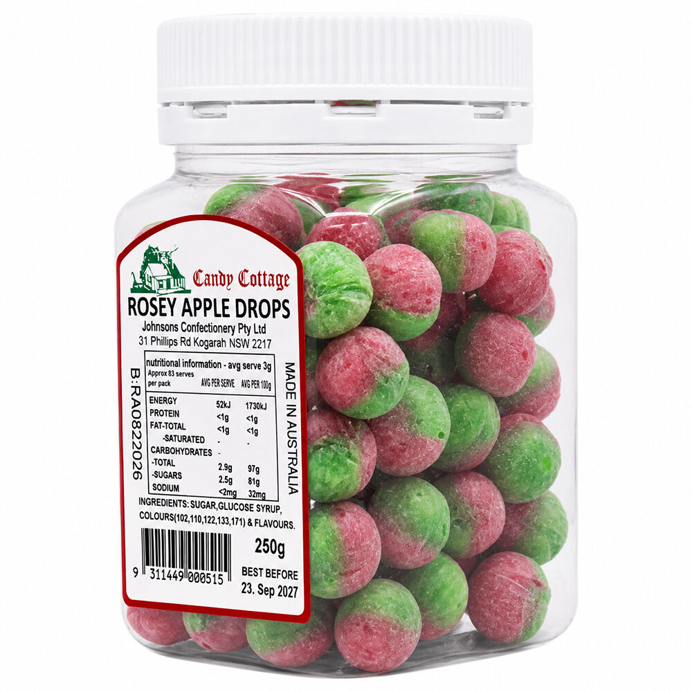 Candy Cottage Rosey Apple Old Fashioned Lollies 250g Pack of 2