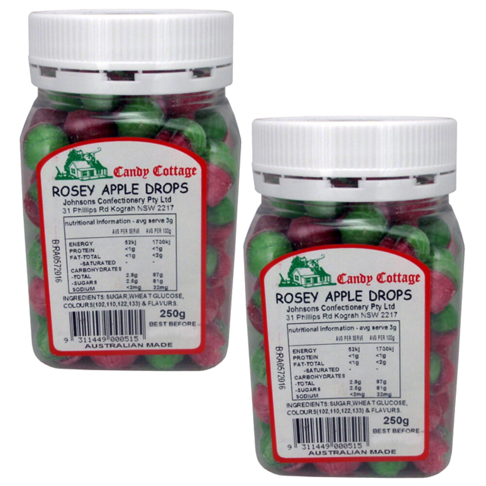 Candy Cottage Rosey Apple Old Fashioned Lollies 250g Pack of 2