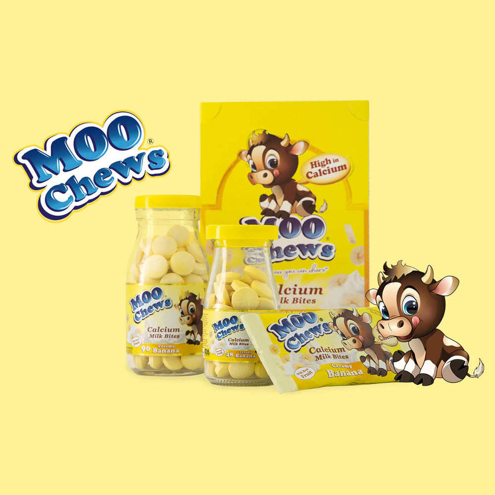 Moo Chews Creamy Banana Calcium Milk Bites Healthy Kids Snacks Jar 48