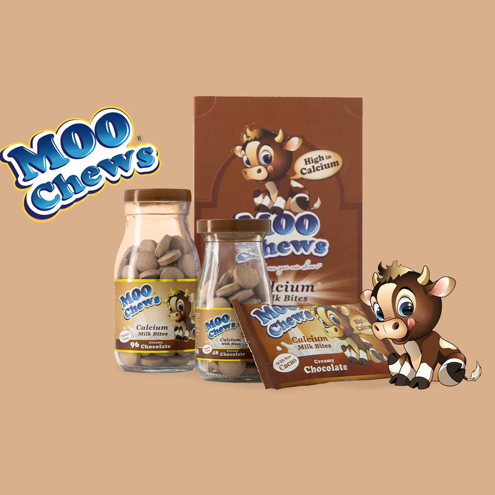 Moo Chews Creamy Chocolate Calcium Milk Bites Healthy Kids Snacks Jar 96