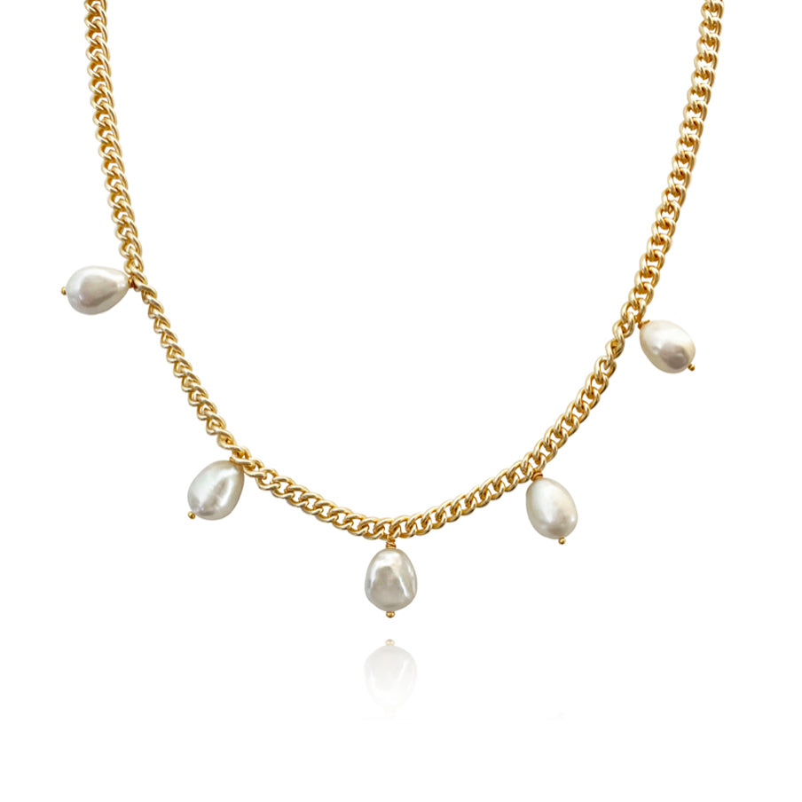 Culturesse Armenia 14K Gold Filled Pearl Chain Necklace