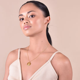 Culturesse She Is Aquarius Artisan 24K Gold Zodiac Pendant Necklace